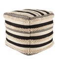 Jaipur Living Meknes Indoor & Outdoor Striped Black & Cream Cube Pouf POF100493